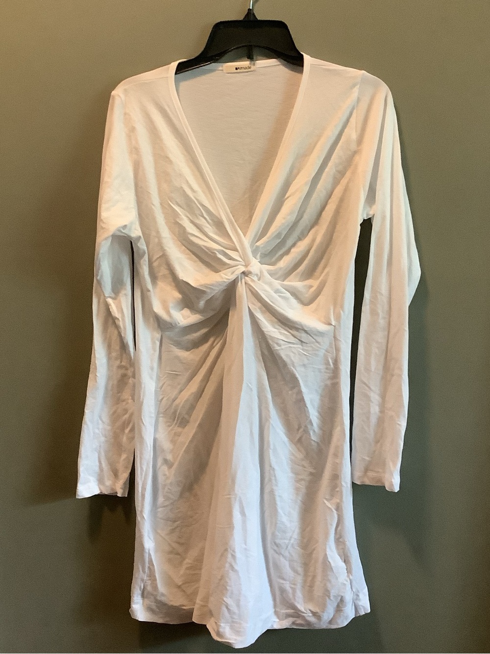 LA Made White Long Sleeve Twist Front Dress or Tunic